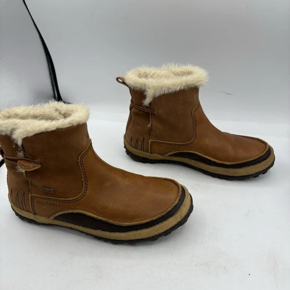 Merrell Snow Boots Womens Size 7.5 Tremblant‎ J45932 Brown Leather Dry Winter